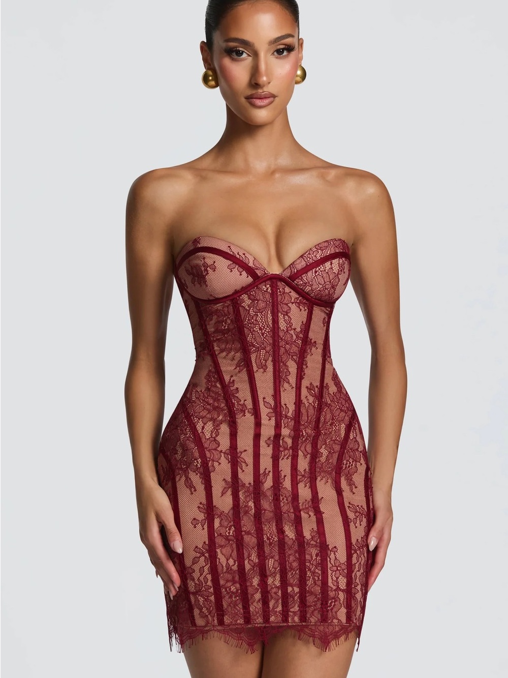 SIAN MINI DRESS - BURGUNDY